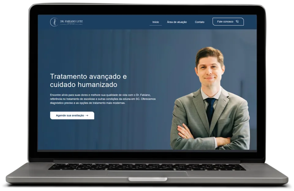 Página inicial do site da/do Dr. Fabiano Lutz exibida em um notebook